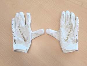 Nike Vapor Jet 6.0 Youth Football Gloves - White/Gold
